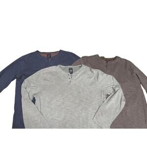 "PRANA" LOT OF 3 Henley Mens Pullover Long Sleeve Shirt SZ XL 80% Organic Cotton